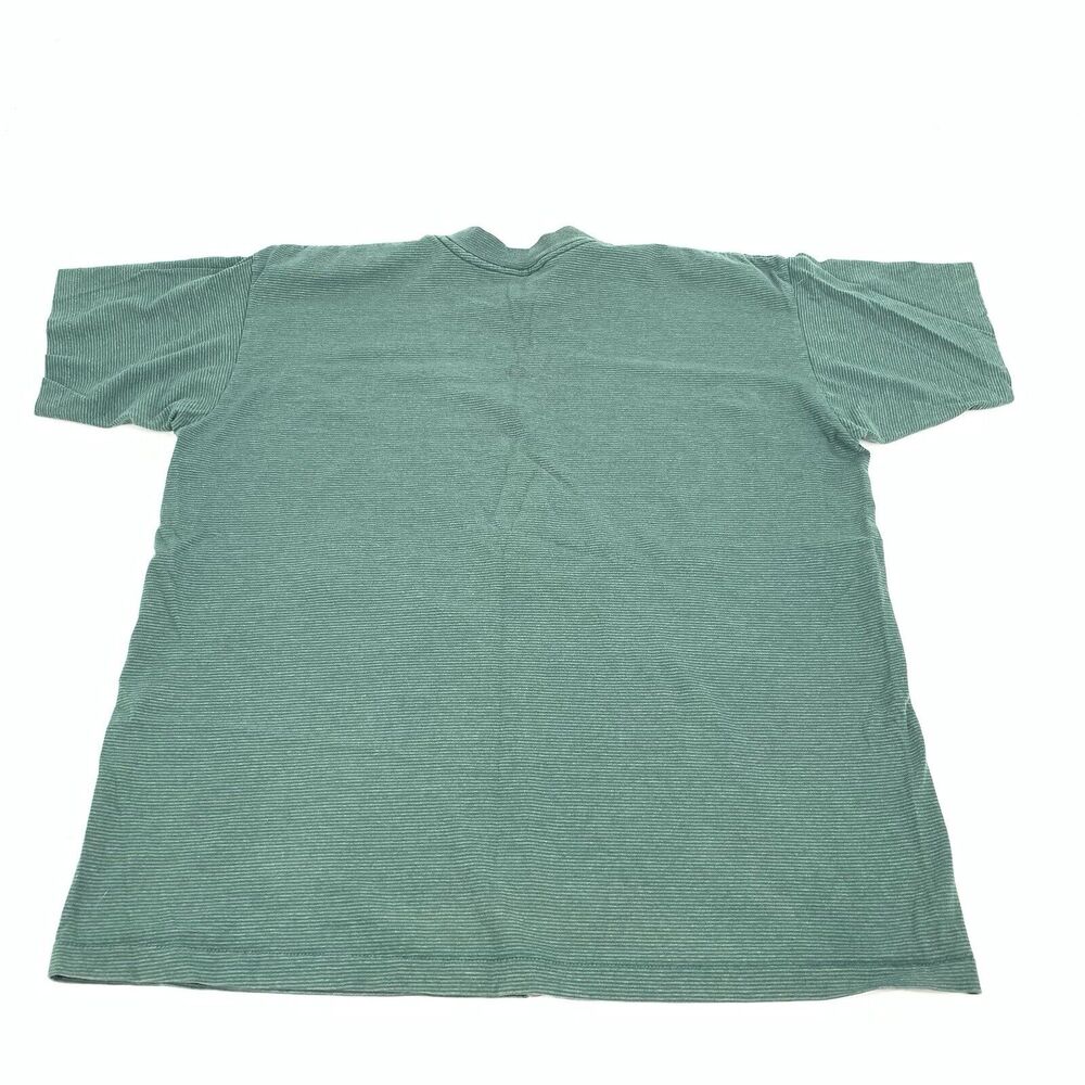 Vintage 1980s #1 Dad Short Sleeve Striped T-Shirt Size Large Mens Green Yellow L - Picture 2 of 8